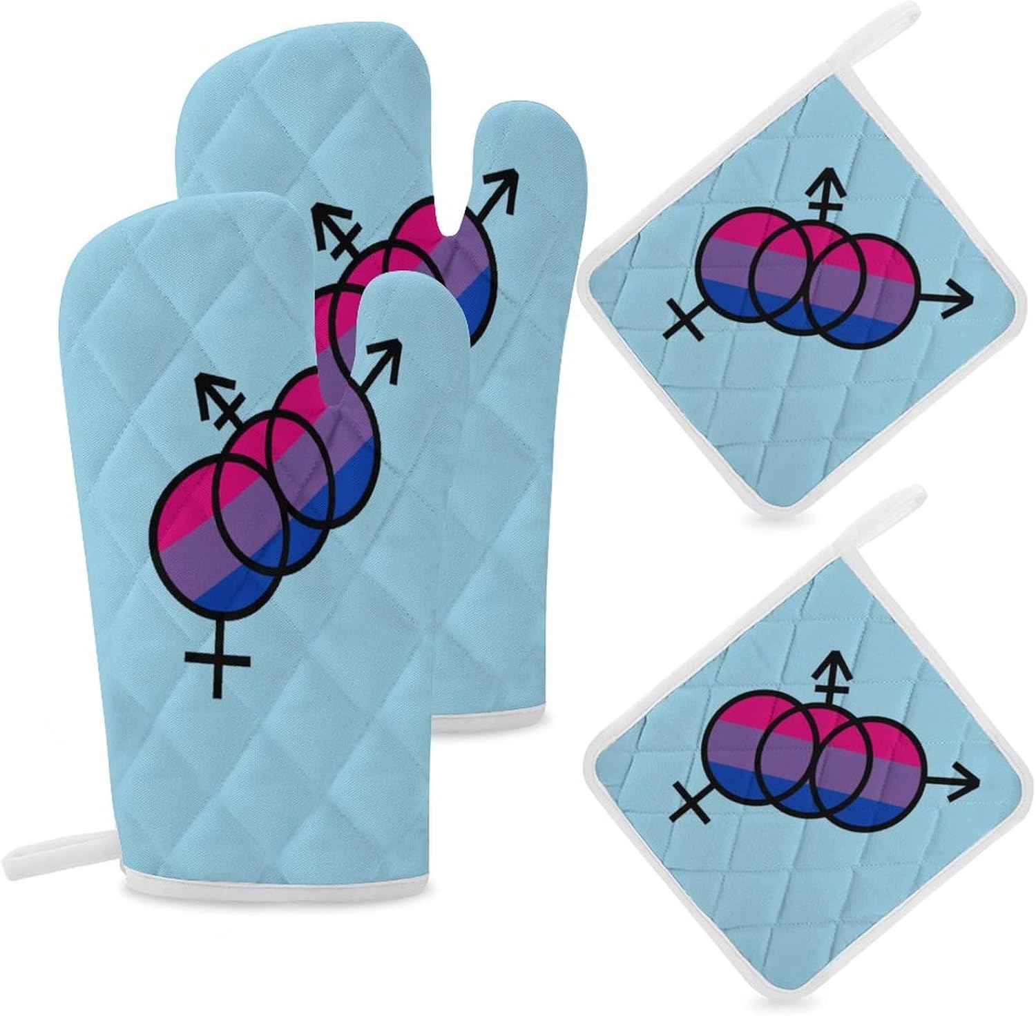 Biunity Logo Oven Mitts and Pot Holders 4Pcs Set Heat Resistant Cooking Mitts Hot Pads