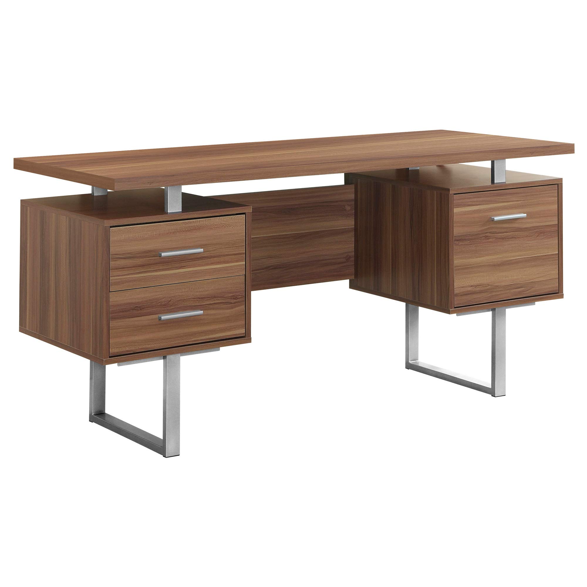 24 Brown and Silver Computer Desk With Three Drawers | eBay