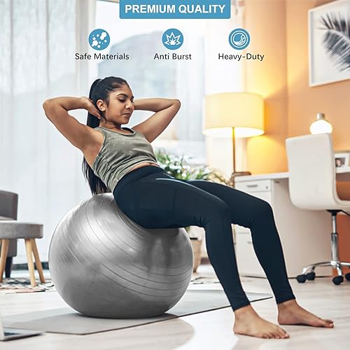 Miniatura 4 de Pelota de yoga, pelota de pilates gruesa antideslizante para embarazo, parto, entrenamiento y entrenamiento básico, pelota de fitness antiestallidos