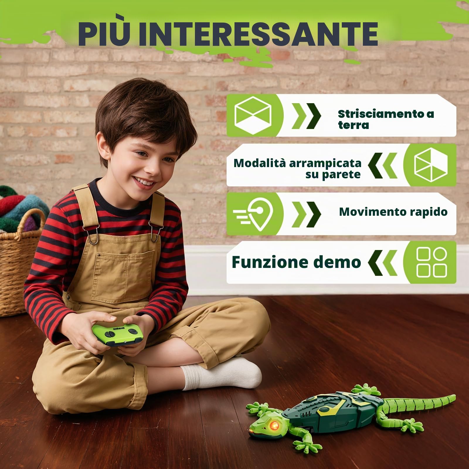 HYES Wall Crawler Geco, Remote Control Crawling Chameleon, telecomando parete geco con occhi luminosi, realistico Lizard robot giocattolo regalo per bambini ragazzi ragazze 3 4 5 6 7 8