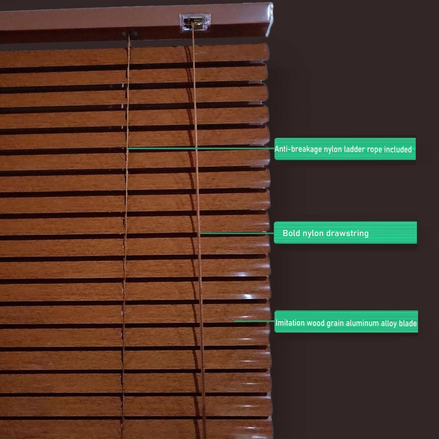 Tenda Veneziana In Alluminio Effetto Legno - Personalizzabile, Regolabile, Per Privacy E Protezione Solare