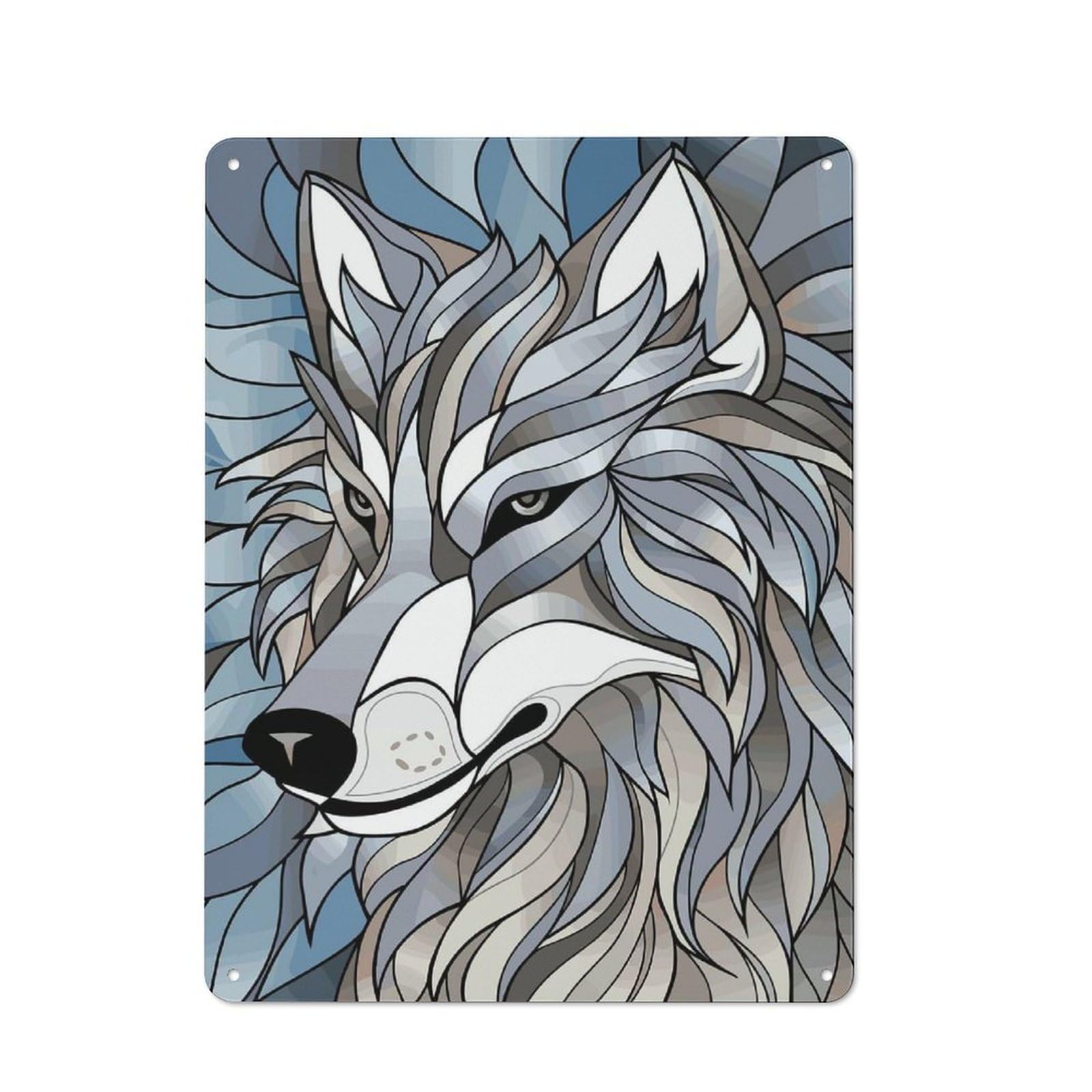 Junmoney Style-5 Retro Metal Wall Sign 40X30cm With Stylized Wolf Portrait For Home Bar Wall, A Decorative Gift For A Newly Furnished Home Bar