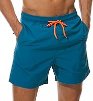 SILKWORLD Men's Quick Dry Swim Trunks with Pockets - Mesh Lining Beach Shorts for Swimming & Surfing
