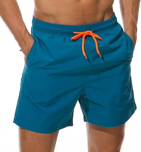 SILKWORLD - Trajes de baño para hombre, pantalones cortos de playa, secado rápido, con bolsillos