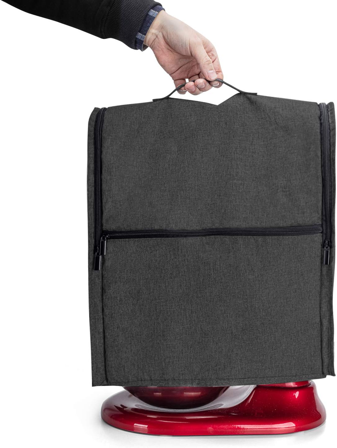 Luxja Dust Cover for 6-8 Quart KitchenAid Mixers (with Clear Side Zipper Pockets), Dust Cover with Top Handle for 6-8 Quart Stand Mixers and Extra Accessories, Black