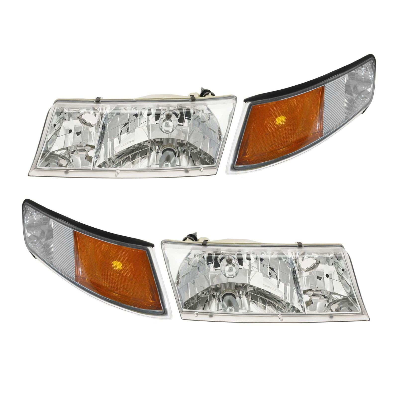 Headlights & Parking Corner Lights Left & Right Kit Set for 99-02 Grand Marquis