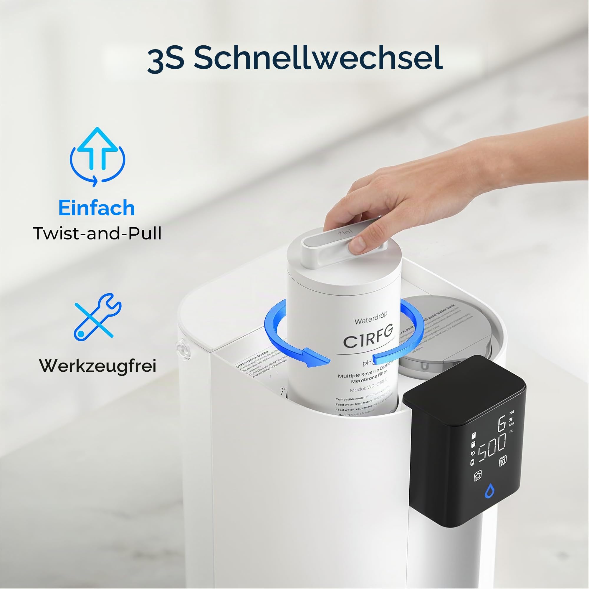 Waterdrop C1RFG Ersatzfilter für C1SL Auftisch Osmoseanlage, 12 Monate