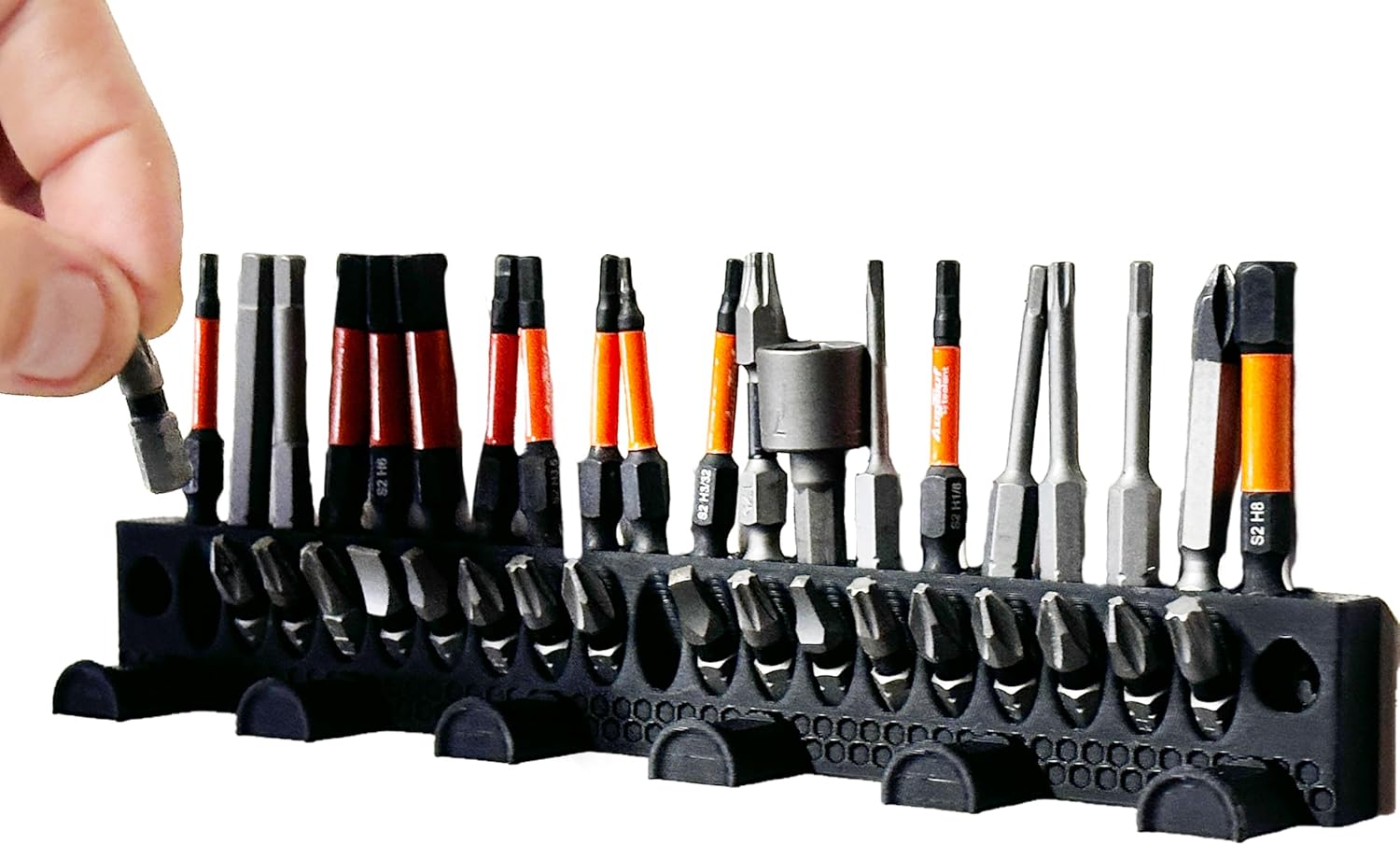 Wall Mounted Drill Bit and Driver Organizer, 6 Hanging