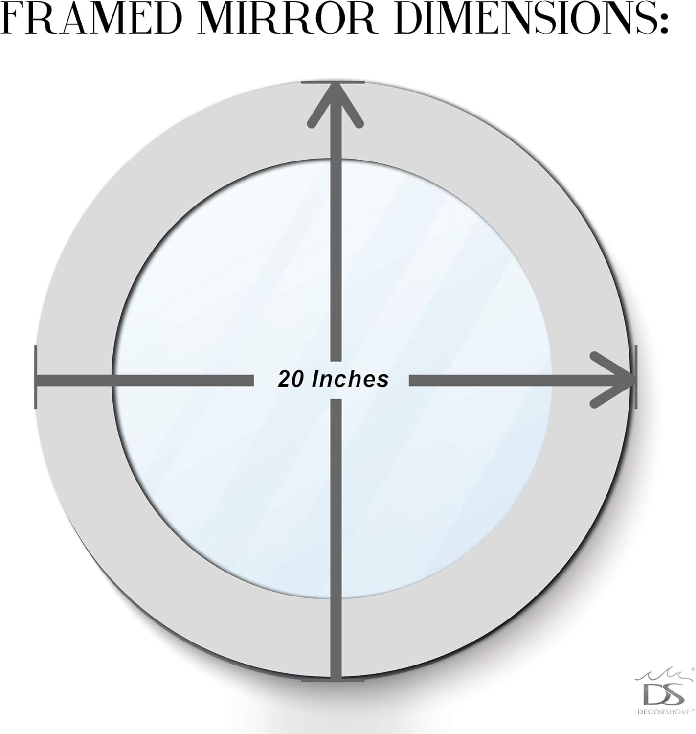 20 Inch Framed Decorative Turquoise Wall Mirror, Jewel Tone Accent Mirror, Round Decorative Wall Mirror w/Embossed Glass Mosaic Tile Frame (Turquoise & Silver)