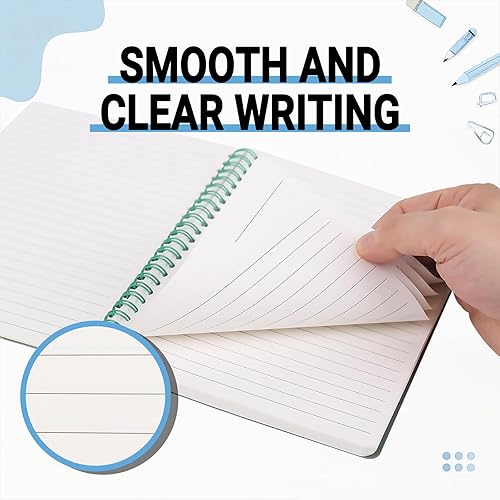 Miniatura 2 de Paquete de 4 cuadernos de tapa dura A5, 160 páginas con rayas universitarias (80 hojas), diarios en espiral de 5.7 x 8.3 pulgadas con encuadernación