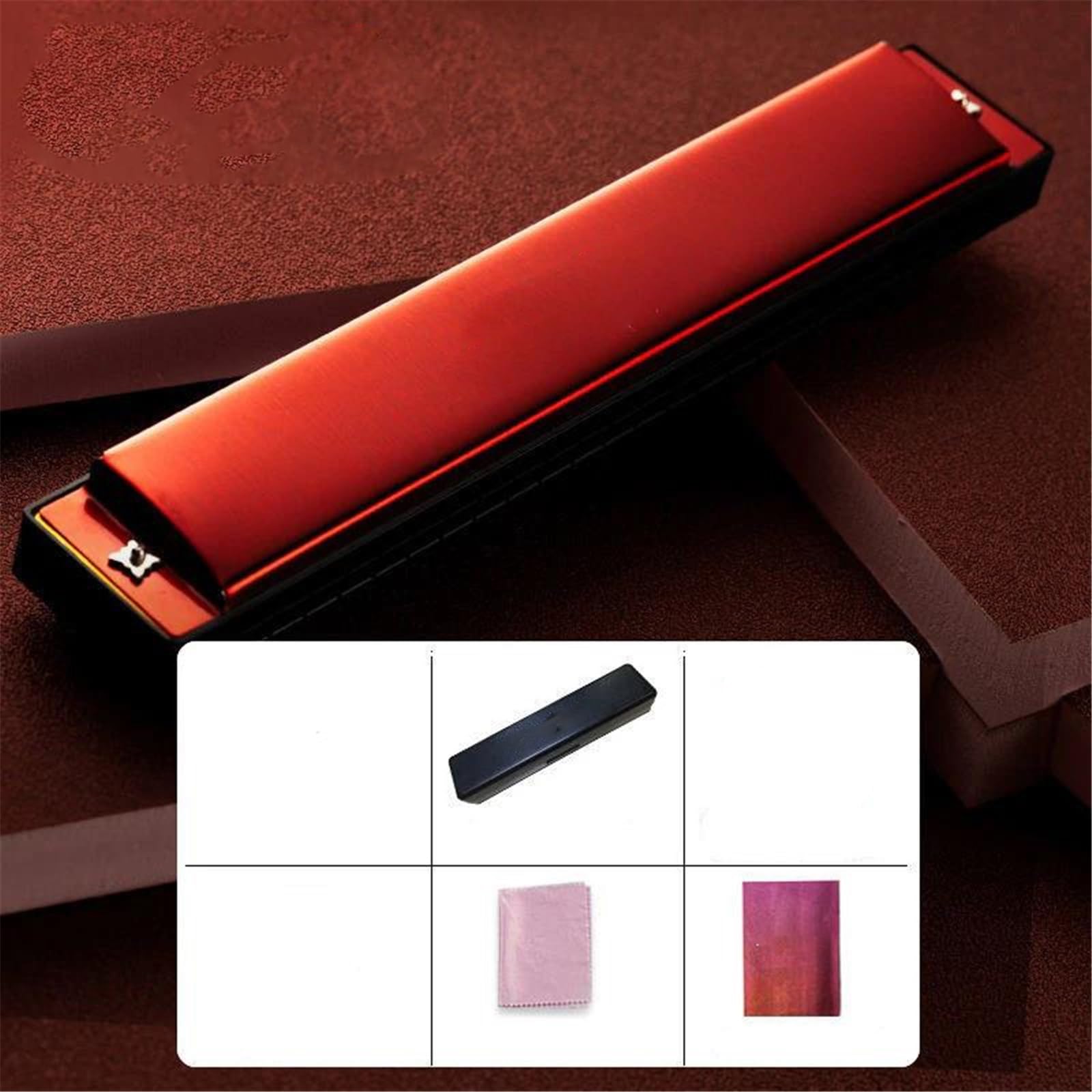 Mundharmonika Professionelle Tremolo Chromatische Kongsheng Mundharmonika 24-Loch Polyphonic C Professionelle Mundharmonika 24 Kong Sheng Mundharmonikas(Red)