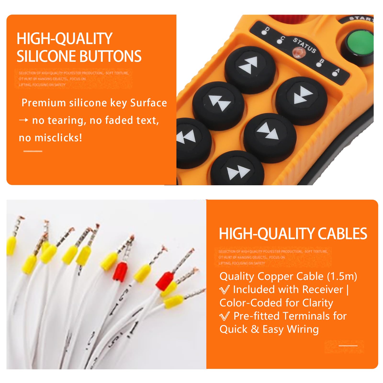 Q1200 - Kit de control remoto inalámbrico industrial de 12 canales, 24 V, 110 V, 220 V, llave de seguridad de emparejamiento automático, control remoto de una sola velocidad para grúa