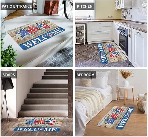 Vista 464 de Tapete de Feliz Navidad, tapete antideslizante para puerta delantera, baño, cocina, dormitorio, patio, entrada, 16 x 24 pulgadas, rojo, negro y verde