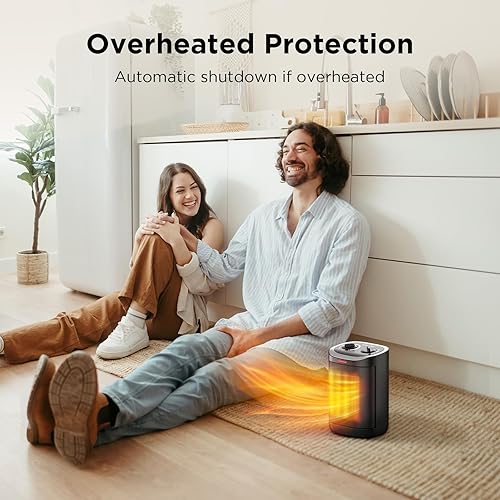 Miniatura 12 de Calentador de espacio pequeño, calentador portátil de cerámica de 1500 W para uso en interiores, protección de seguridad contra sobrecalentamiento