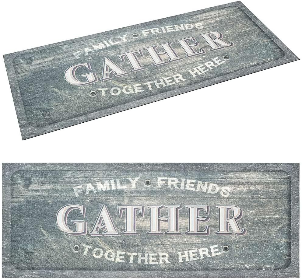 Benissimo-Multy Mats, 2 Pack 24” x 56” Ultra-Thin (1/10 Inch) Kitchen Mat Rubber Backing, Waterproof, Durable & Non Slip, Indoor Floor Mat for Entry, Patio, Busy Areas, Grit Wood Gather