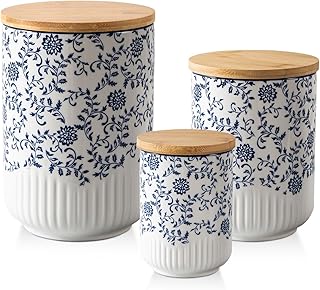 Canisters Sets for Kitchen - Ceramic Kitchen Containers for Countertop w...