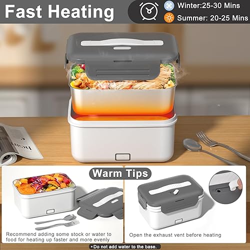 Miniatura 4 de Fiambrera eléctrica para adultos, 100 W1.8 L con calefacción para hombres, trabajo, automóvil, camión, lonchera portátil con calentador de alimentos