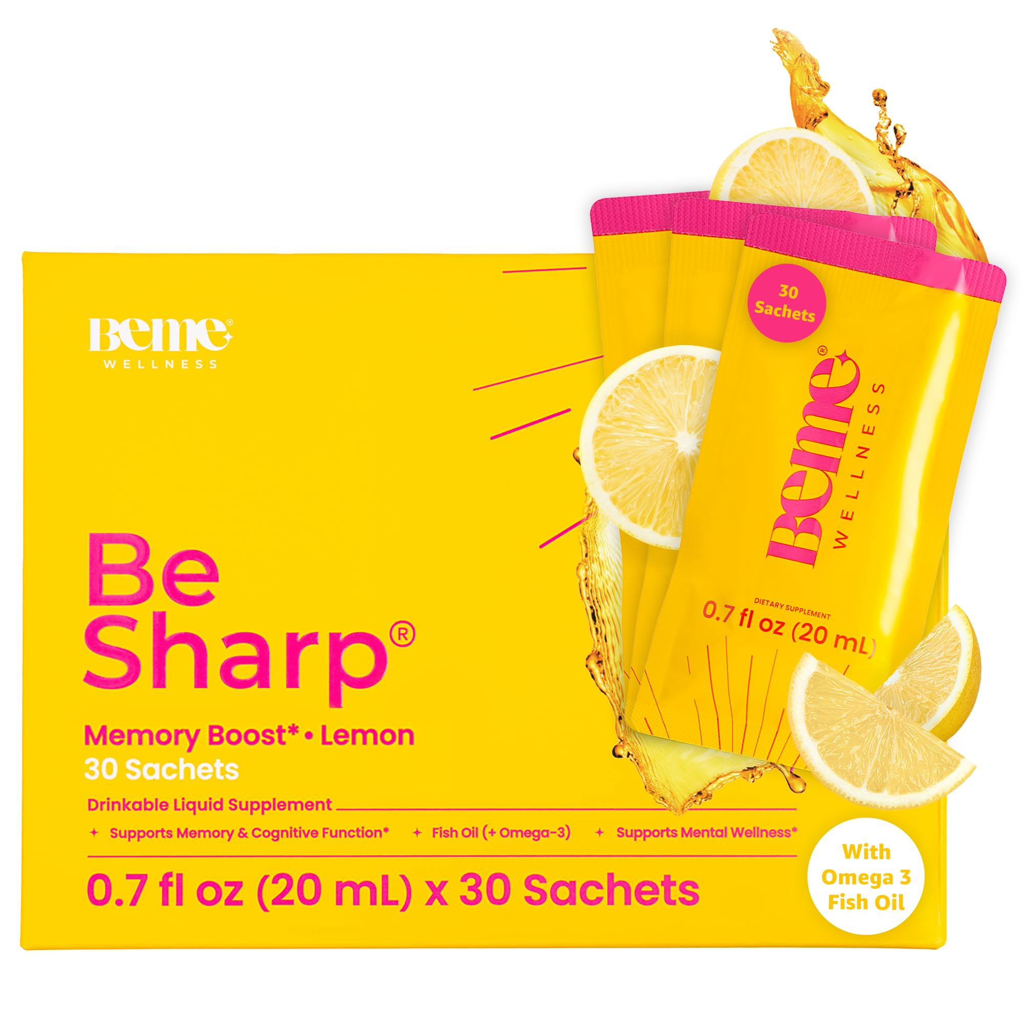 BeMe Liquid Omega 3 Fish Oil - Turmeric Curcumin, Lemon Balm Extract & Omega 3 Supplement for Women - Patented EPAX® for Quick Absorption & high bioavailability - Supports Memory & Brain Health