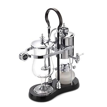 Diguo Belgian Belgium Luxury Royal Family Balance Syphon Coffee Maker (Silver - Black Column)