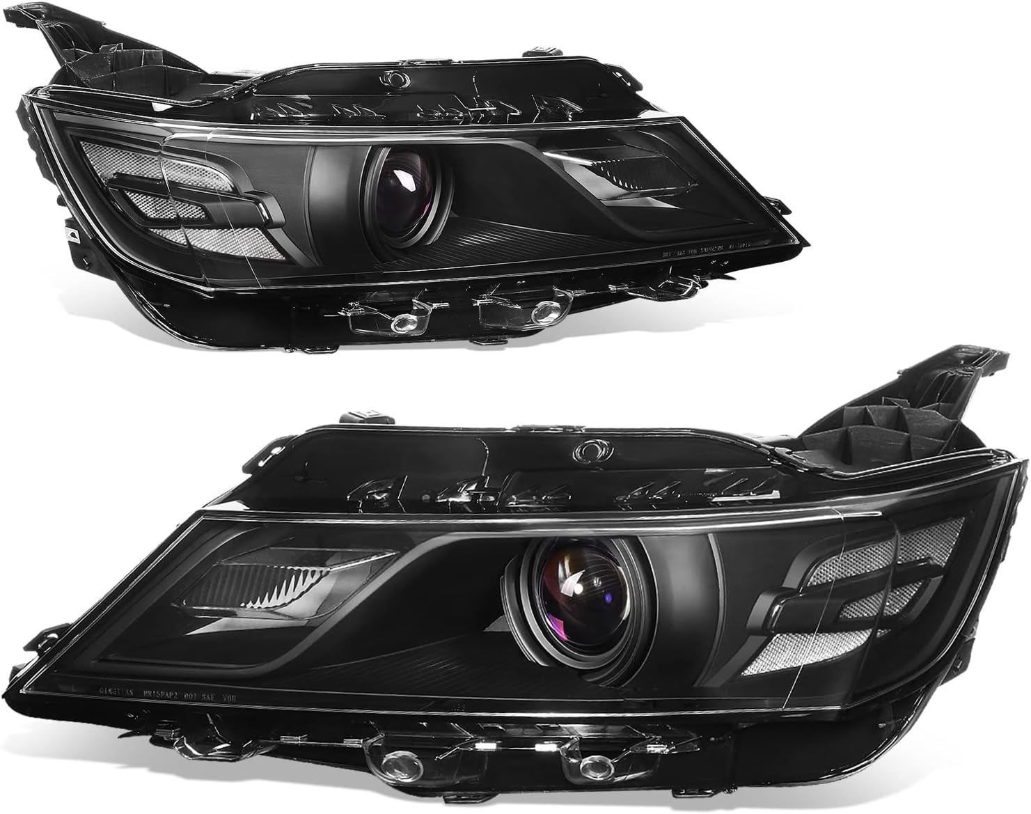 Auto Dynasty Headlights Assembly Compatible with 2014-2020 Chevy Impala, Driver and Passenger Side Halogen Headlamps Replacement, Black Housing Clear Corner, GM2502417 GM2503417