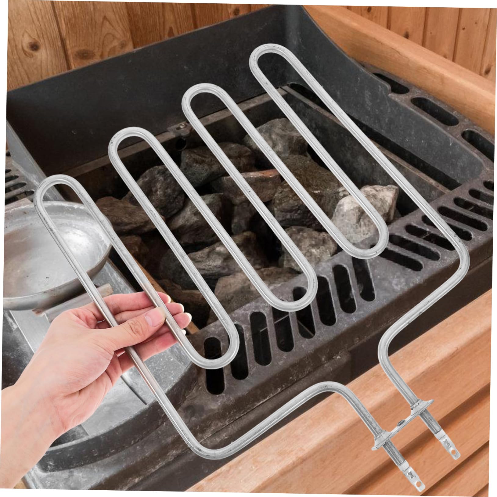 TOYANDONA Elemento Calefactor de Sauna Compacto de Acero Inoxidable Plata