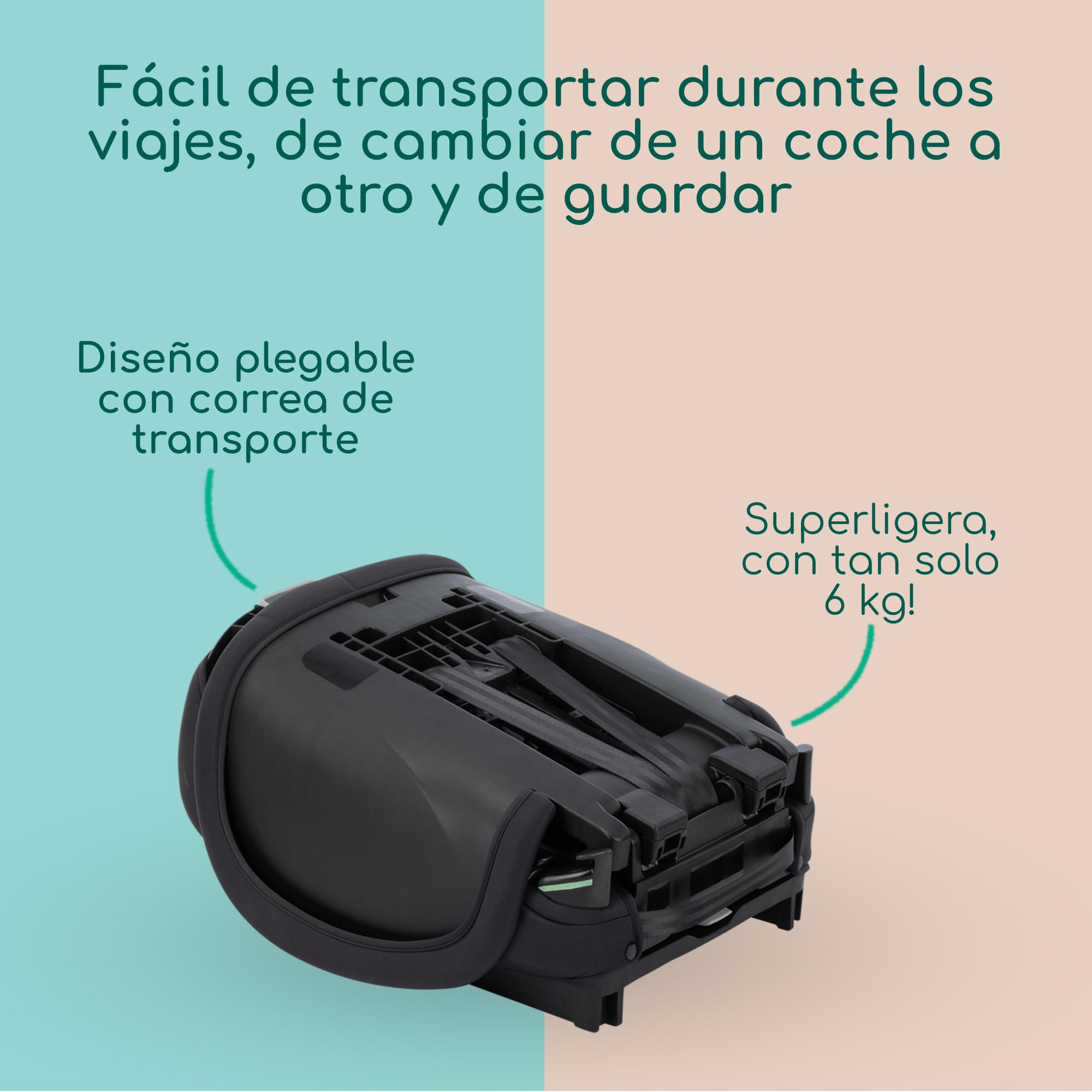 Bebeconfort Ever & Go i-Size, Silla Coche Evolutiva, 15 meses-12 años, 76-150 cm, Silla Coche Plegable de Viaje ISOFIX, Compacta y Ligera (5kg), 15 Posiciones Reposacabezas, Full Black