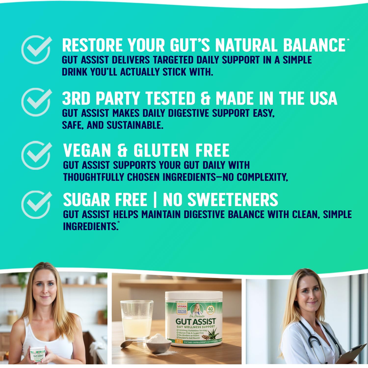 Gut Assist Leaky Gut Support Powder | 40-Servings with L-Glutamine, Arabinogalactan, Licorice Extract, and More! Doctor Crafted Botanical Formula by Dr. Danielle — Amazon image 5