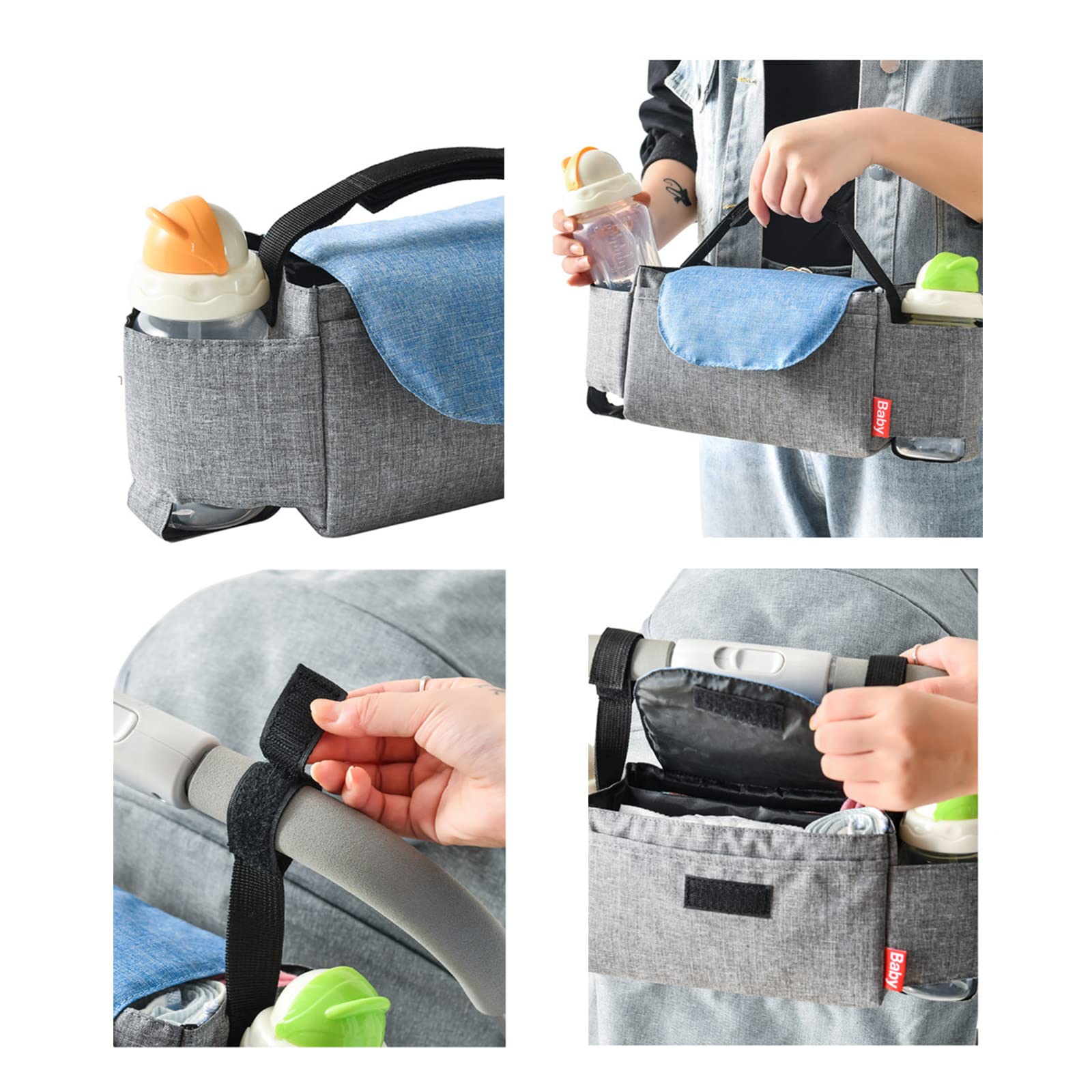 Rollstuhl-Rucksack-Tasche mit Getränkehalter, Mobilitätsroller, Rollator, ältere Menschen, Korbzubehör, Aufbewahrungstaschen für Transport, Reisen, Senioren, Handicap, Grau (Grau)