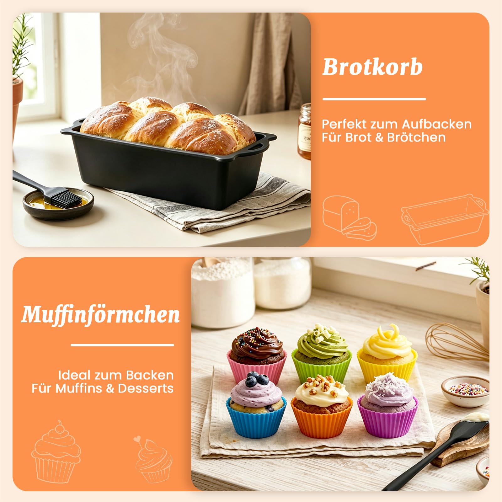 Heißluftfritteuse Zubehör für COSORI Airfryer Turbo Tower Compact 8.6L | Silikonform Heißluftfritteuse Zubehör Set Wiederverwendba Auflaufform Einsatz für COSORI DC861 Heißluftfritteuse 2 Kammern