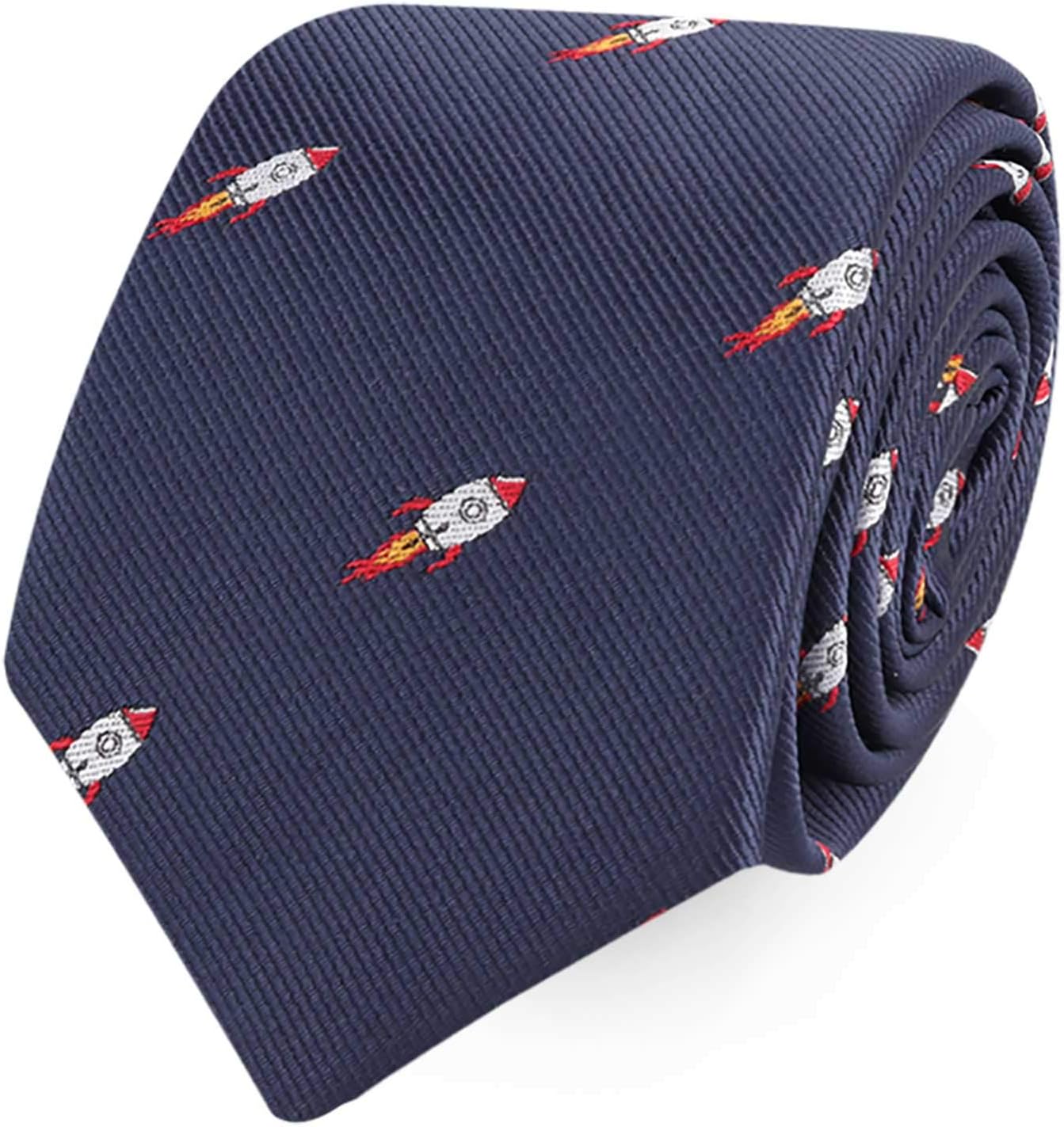 AUSCUFFLINKS Rocket Ship Space Astronaut Galaxy Neckties for Him Universe Interspace Present for Men | Wedding Groomsmen Alien Computer Games Print Neckties (ROCKET)