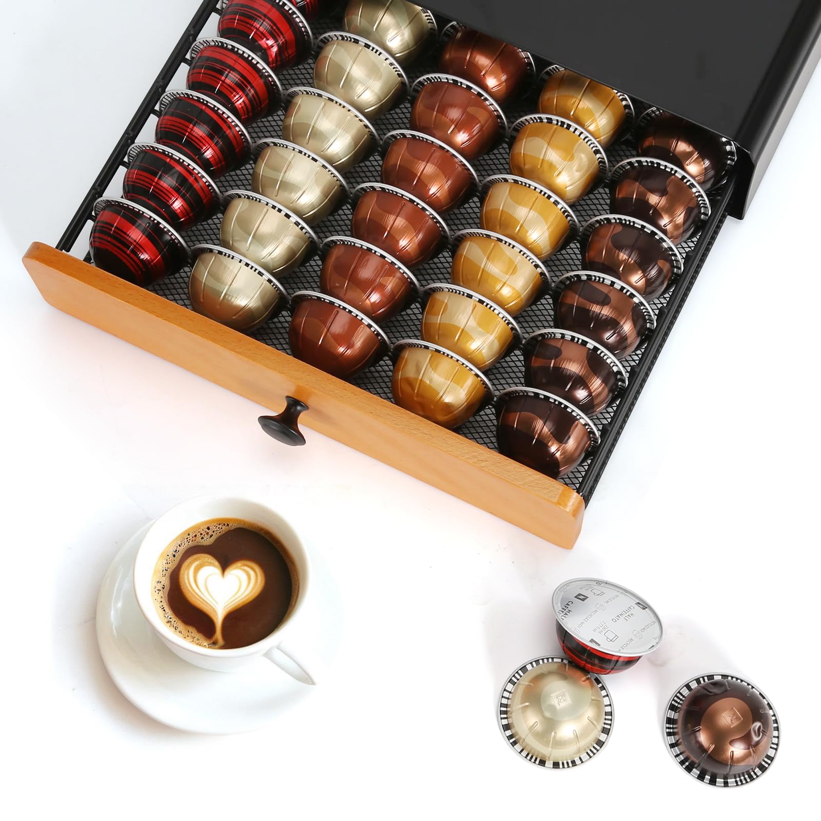 Soporte para Cápsulas de Café,Dispensador Capsulas Vertuo,Organizador Capsulas Vertuo,Cajón para almacenar cápsulas de Vertuoline (capacidad para 40).