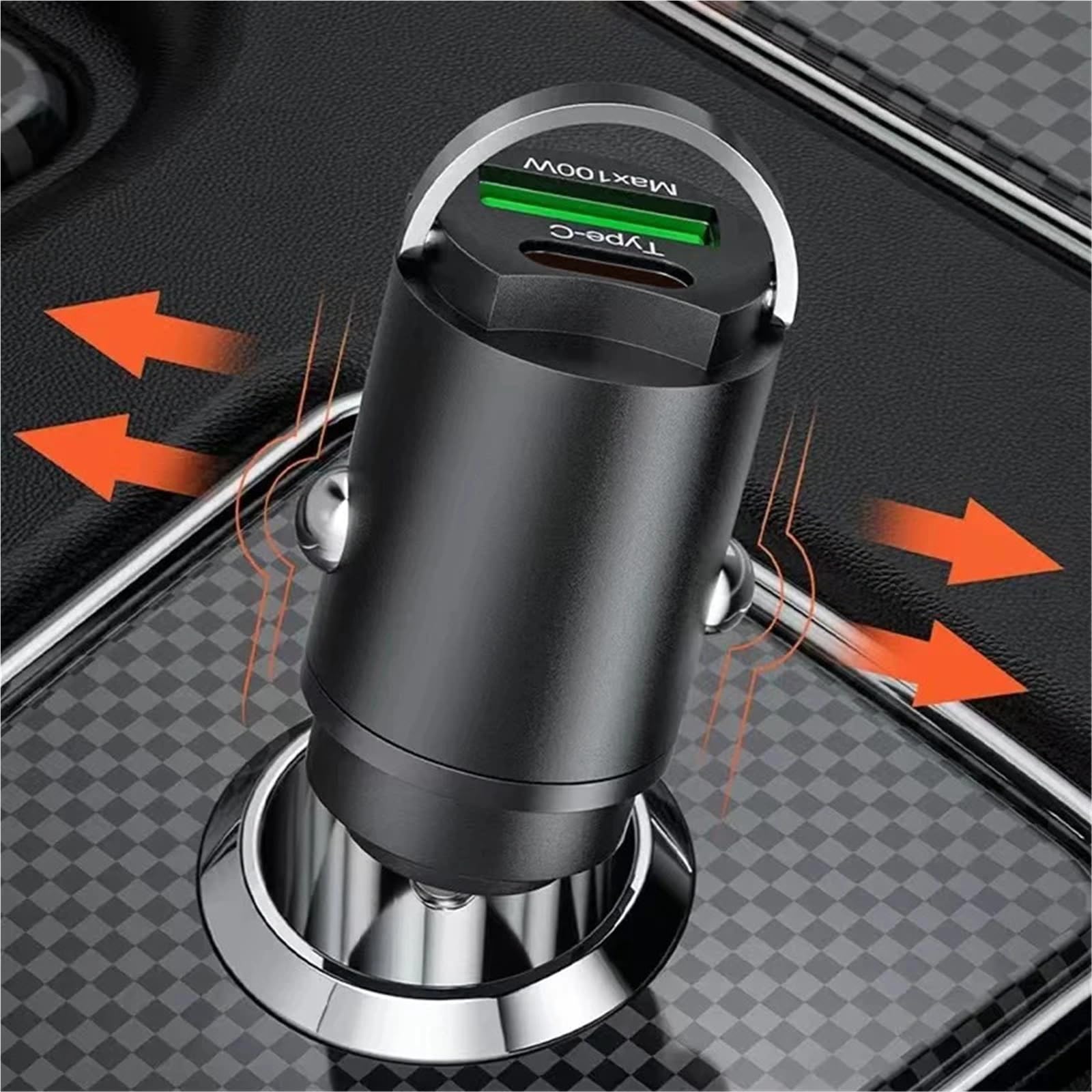 caricabatterie auto, Caricabatterie mini USB for auto a doppia porta da 100 W(200W Dual USB Black)
