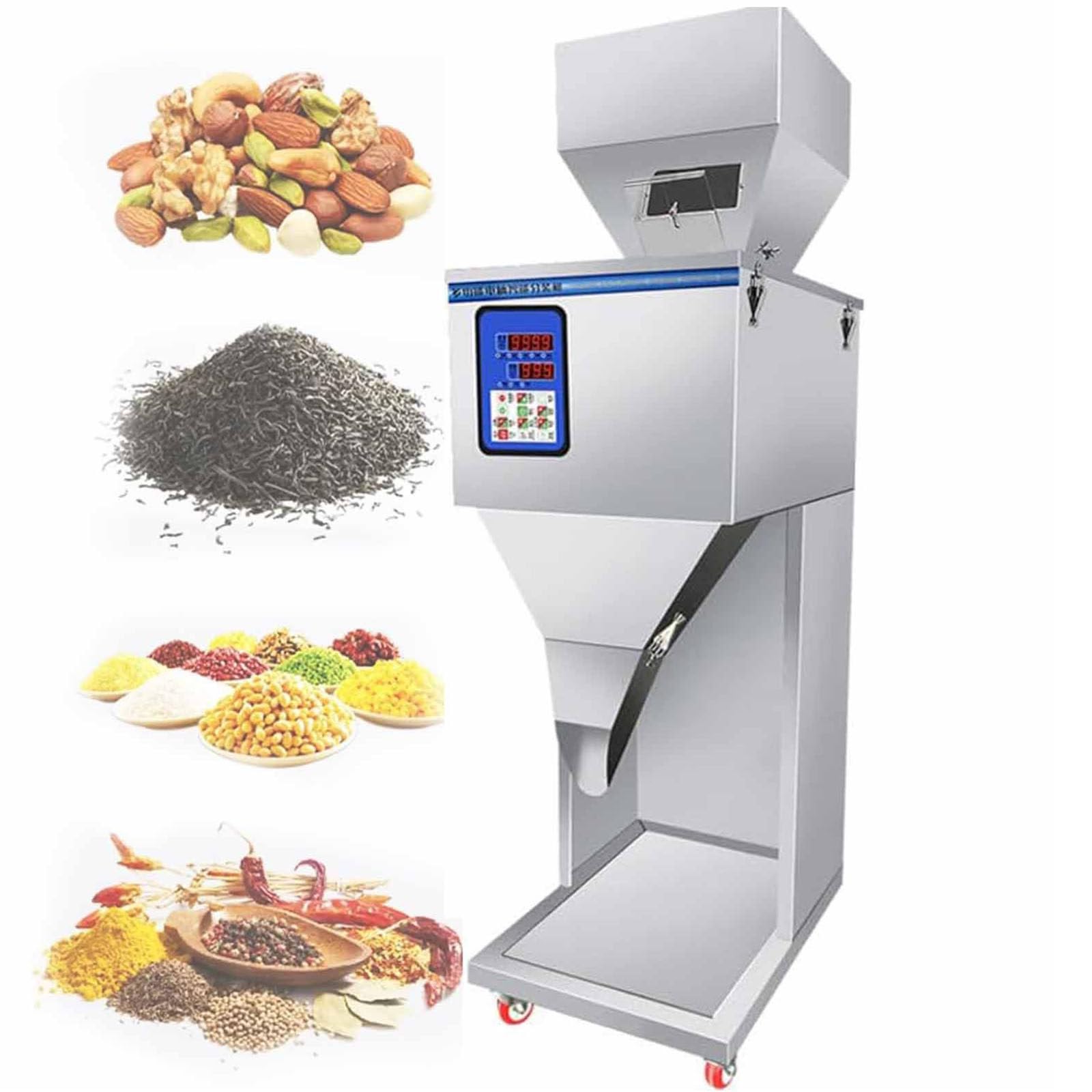 DDZJTPP Automatic Powder Granule Filling Machine Quantitative Filling Machine Particle Subpackage Machine with Foot Pedal for Precise Weighing and Packaging of Grain, Flour, Tea, Beans 10gto3000g