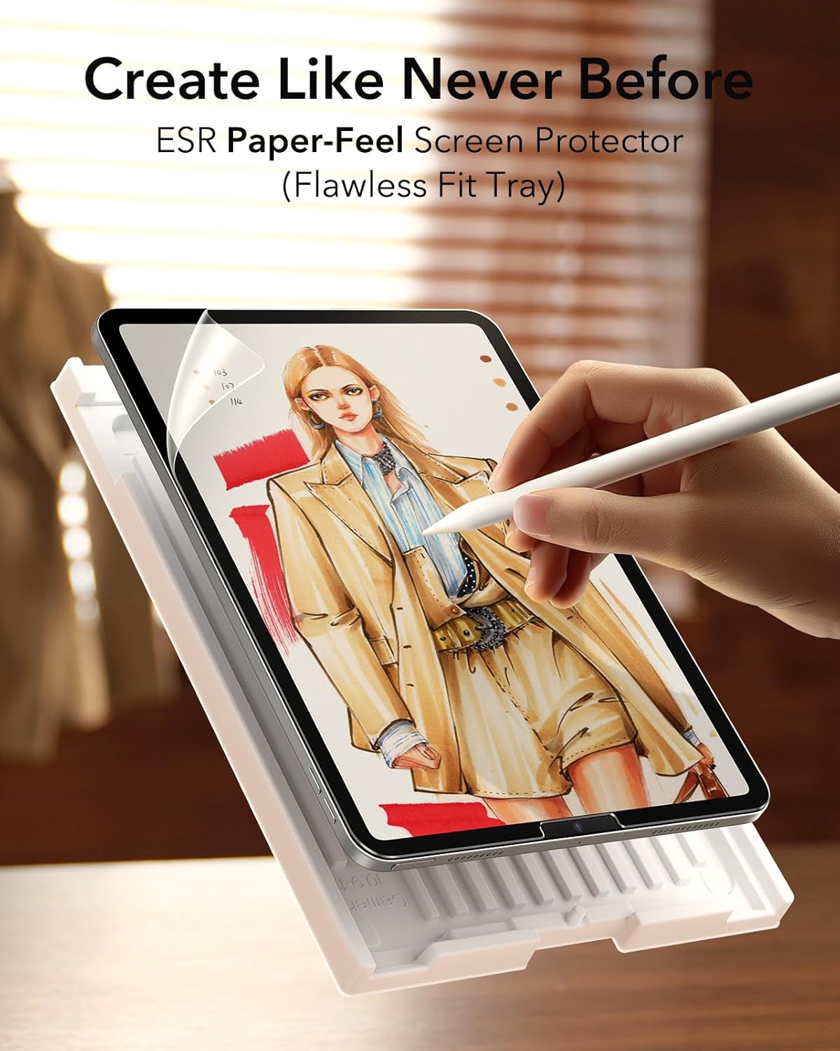 ESR 2 Pack Paper-Feel Screen Protector for iPad Air 13 Inch M4/M3/M2 (2026/2025/2024, 8th/7th/6th Gen), Write and Draw Like on Paper, Scratch Protection with Easy Application Tray, Thin and Responsive