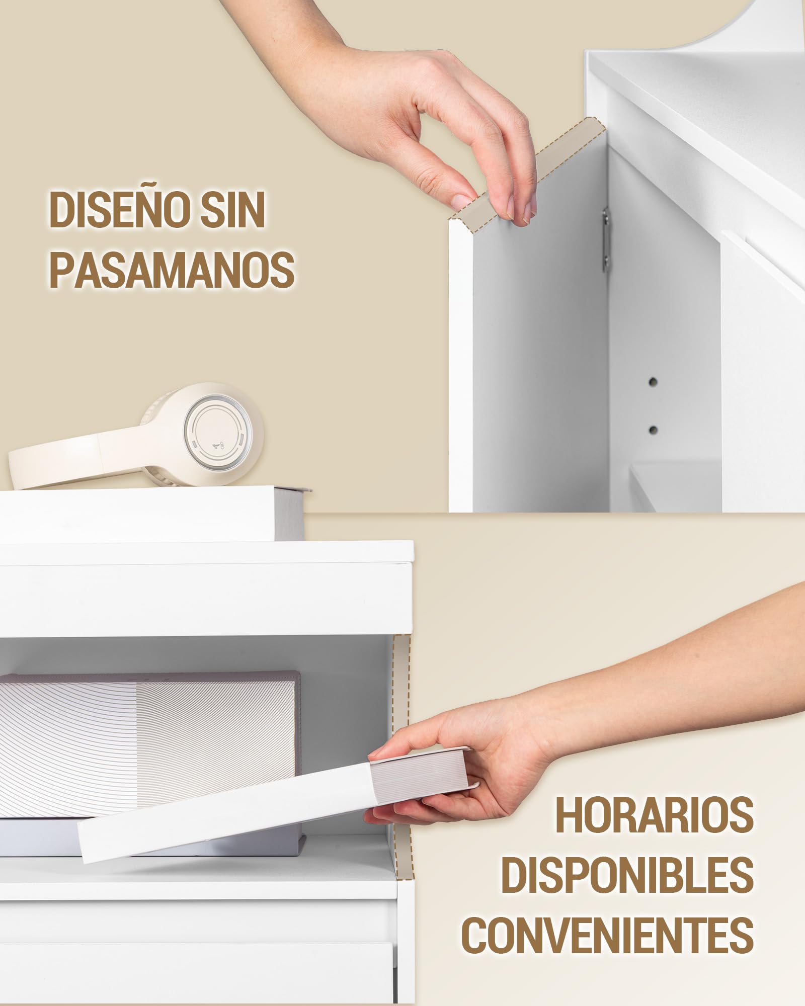Hzuaneri Aparador, Armario de Cocina, 2 Puertas, 40 x 80 x 85 cm, Blanco | Sección de Buffet Abierta, Estantes Ajustables, Armario de Almacenamiento, Estilo Moderno, Apto para Cocina, Salón, SC80003X
