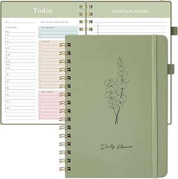 Umriox Daily Planner Undated, To Do List A5 Notebook, Planning Pad Checklist Organizer Productivity Planner for Students, Work, Fitness,14.5x21cm - Green