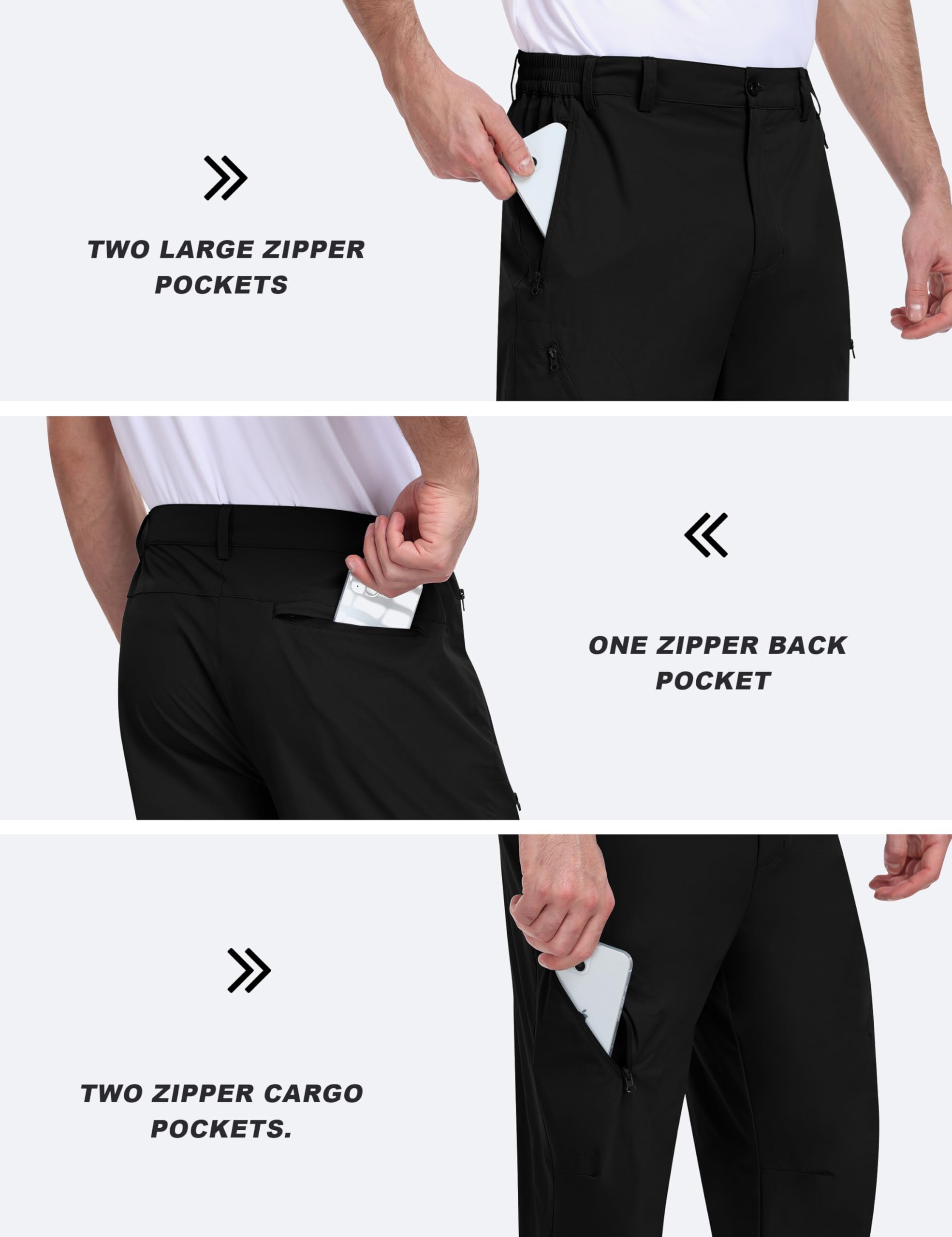 MoFiz Homme Pantacourt Cargo Été 3/4 Pantalon Capris Décontracté Séchage Rapide Extérieur Shorts de Randonnée avec 5 Poches Zippées