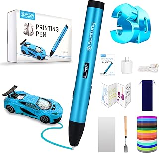 3D Pen, 3D Printing Pen with OLED Screen 136.4ft 13 Colors PLA/PCL 1.75mm Filament Refills, Compatible with PLA/ABS/PCL, Stylo 3D Printer 3D Crayon Drawing Pencil Hallowen Gift for Kids, Adults (Blue)