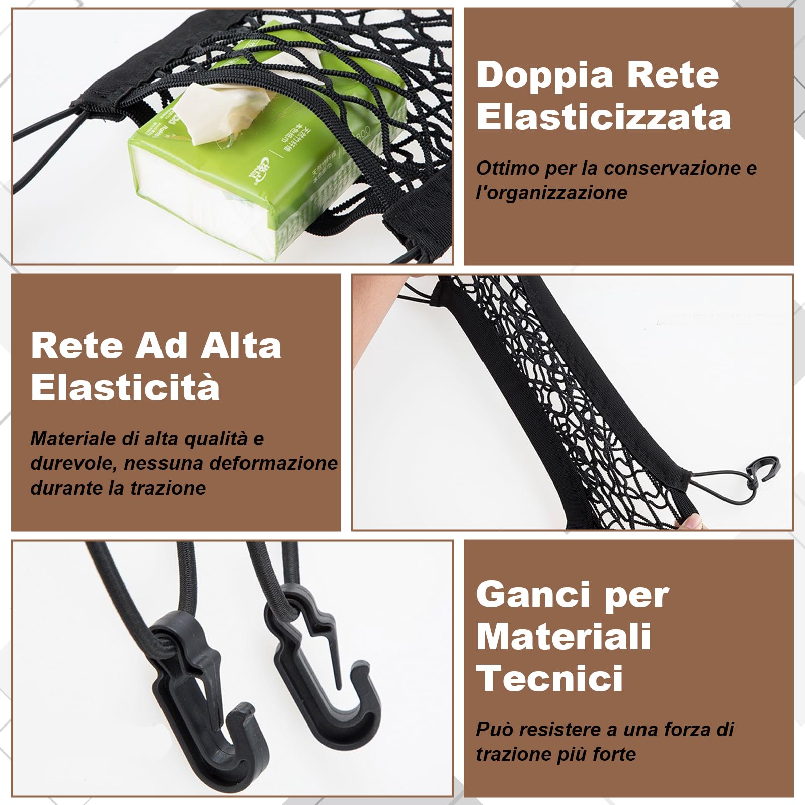 Rete Elastica Per Moto - 2 Pezzi Con 4 Ganci, Rete Ragno Per Casco E Bagagli - Impermeabile, Per Bici, ATV E Moto - Foto 14