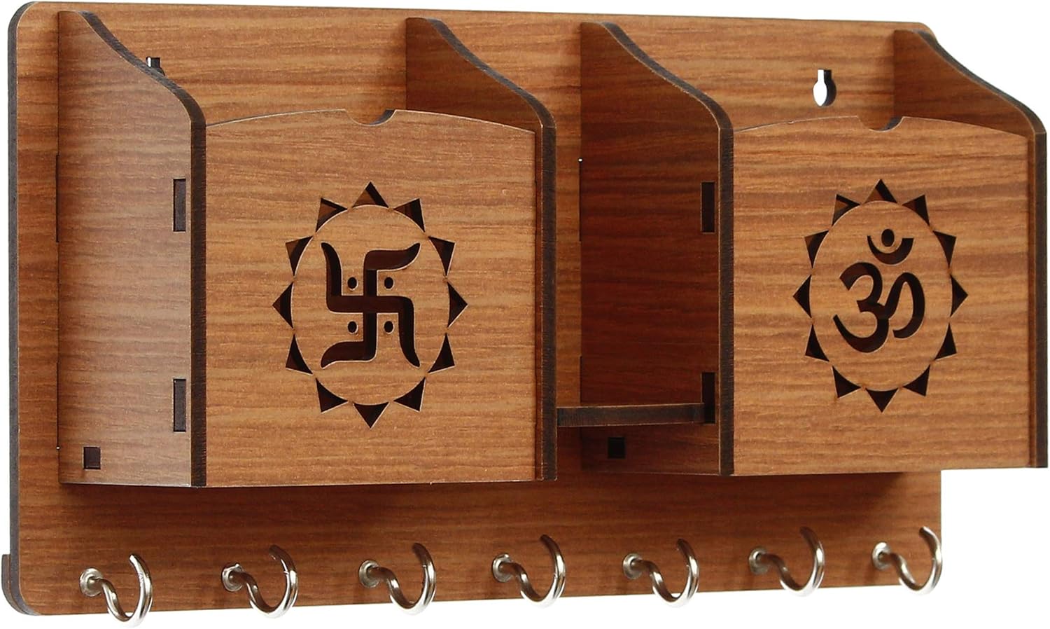 Webelkart Designer Om Swastika Shelf-Brown Wall Shelves Wooden Shelf, Keyholder …