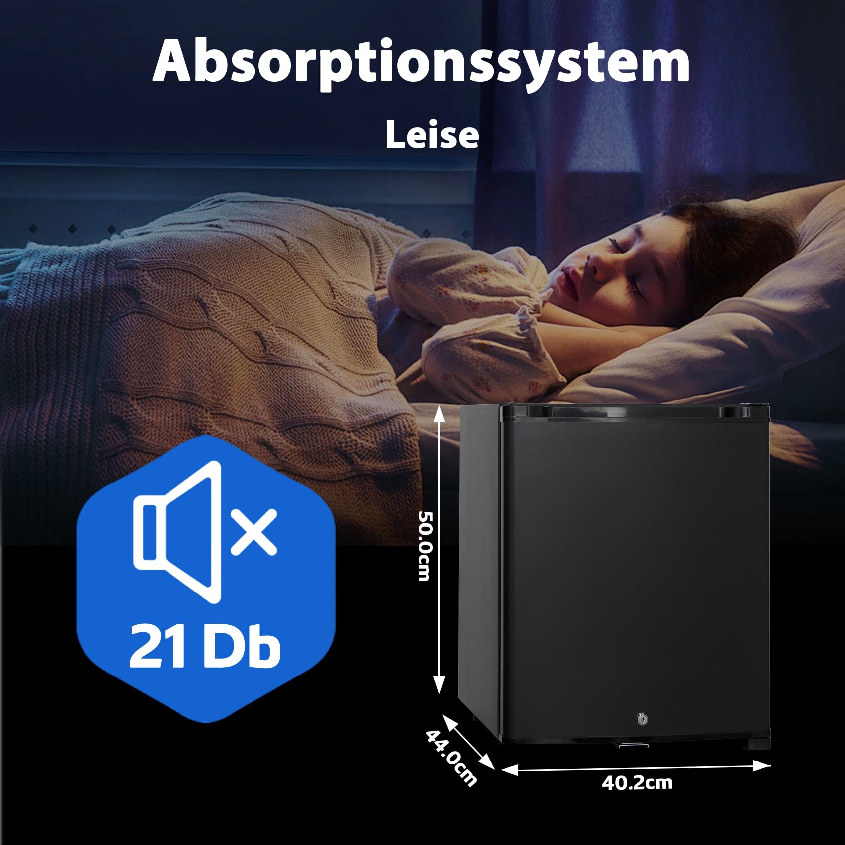 Camping Kühlschrank 12V 230V, 30L, 12V Kühlschrank, mit Schloss, Leise Kühlschrank, Tragbar, Wohnwagen Kühlschrank für Reisen, Camping, Hotel und Büro, Schwarz