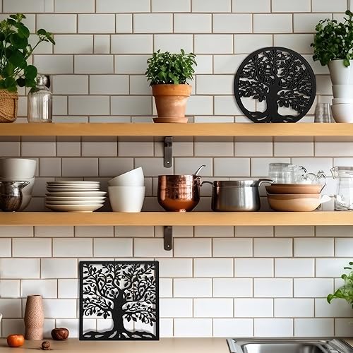 Miniatura 2 de Beeveer 4 salvamanteles de hierro fundido de 7.1 pulgadas, salvamanteles de metal vintage para ollas, sartenes, platos calientes, salvamanteles