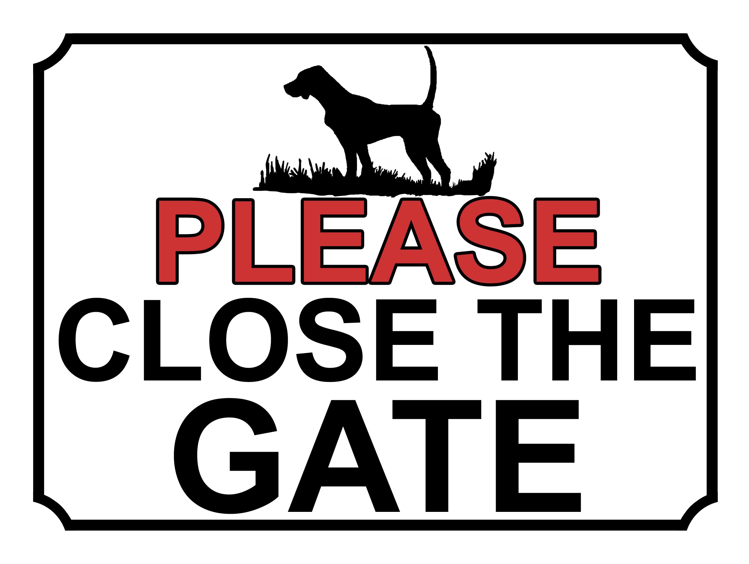 PLEASE CLOSE THE GATE METAL SIGN DOG THEME 150MM X 115MM (98H1S)