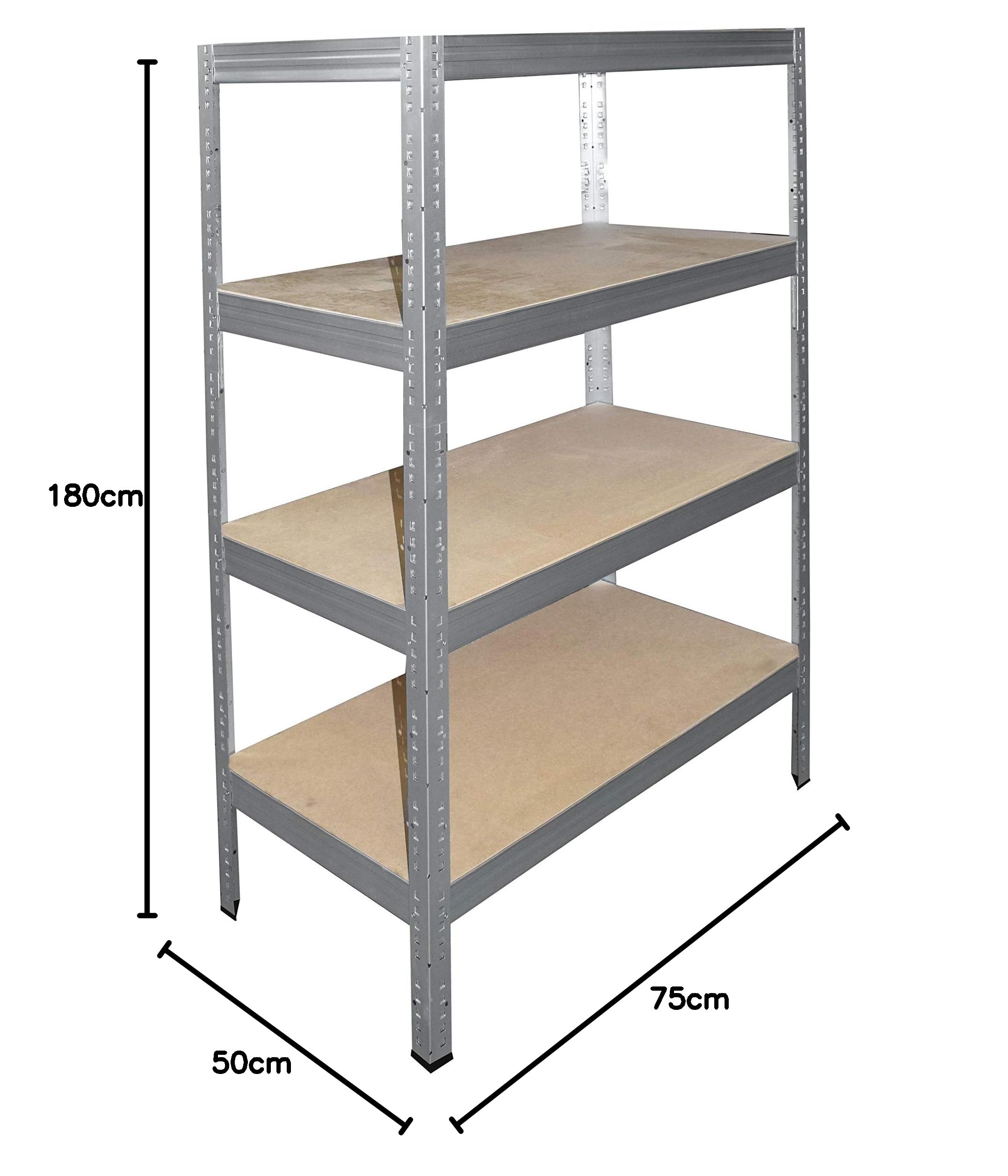 shelfplaza Pro 180x75x50cm Schwerlastregal verzinkt mit 4 Böden x 200kg | Kellerregal · Lagerregal · Metallregal · Regale für Kellerraum · Steckregal · Abstellraum Regal