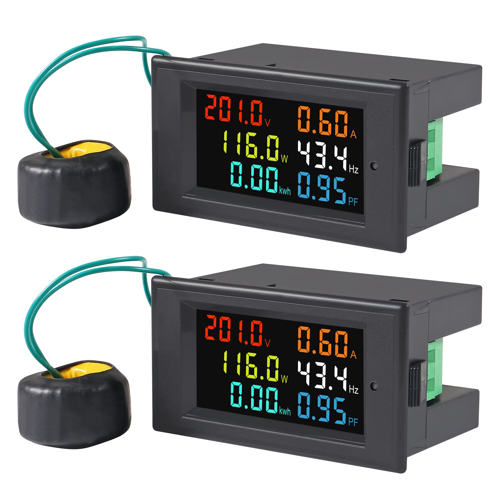 Buy Shuian 2 Pcs Panel AC Meter amp, 40-300V 100A AC Display Meter ...
