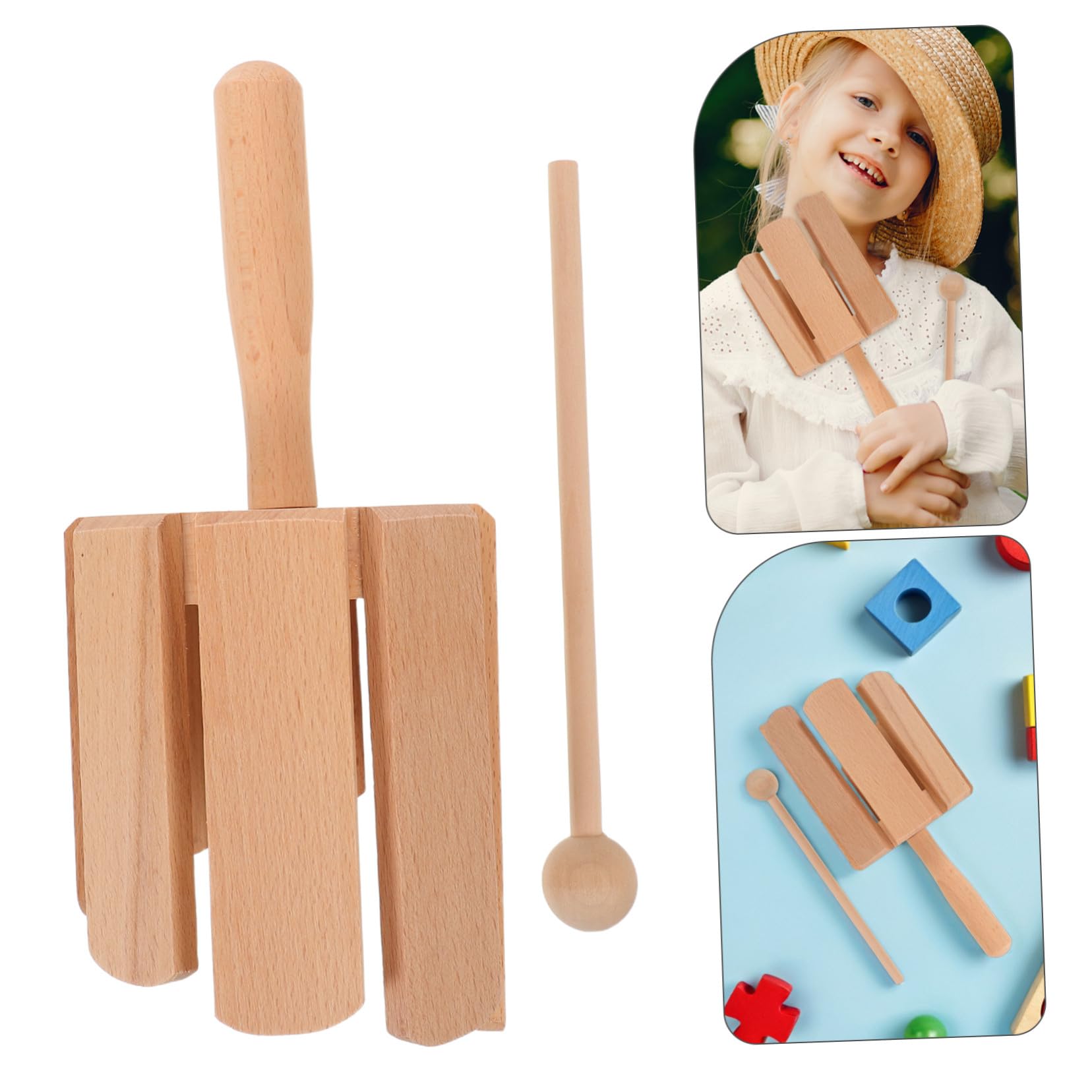 Hohopeti 2 Strumento Orff in Legno per Percussione Montessori con Martelletto Musicale Sicuro per Apprendimento Precoce Casa e Scuola