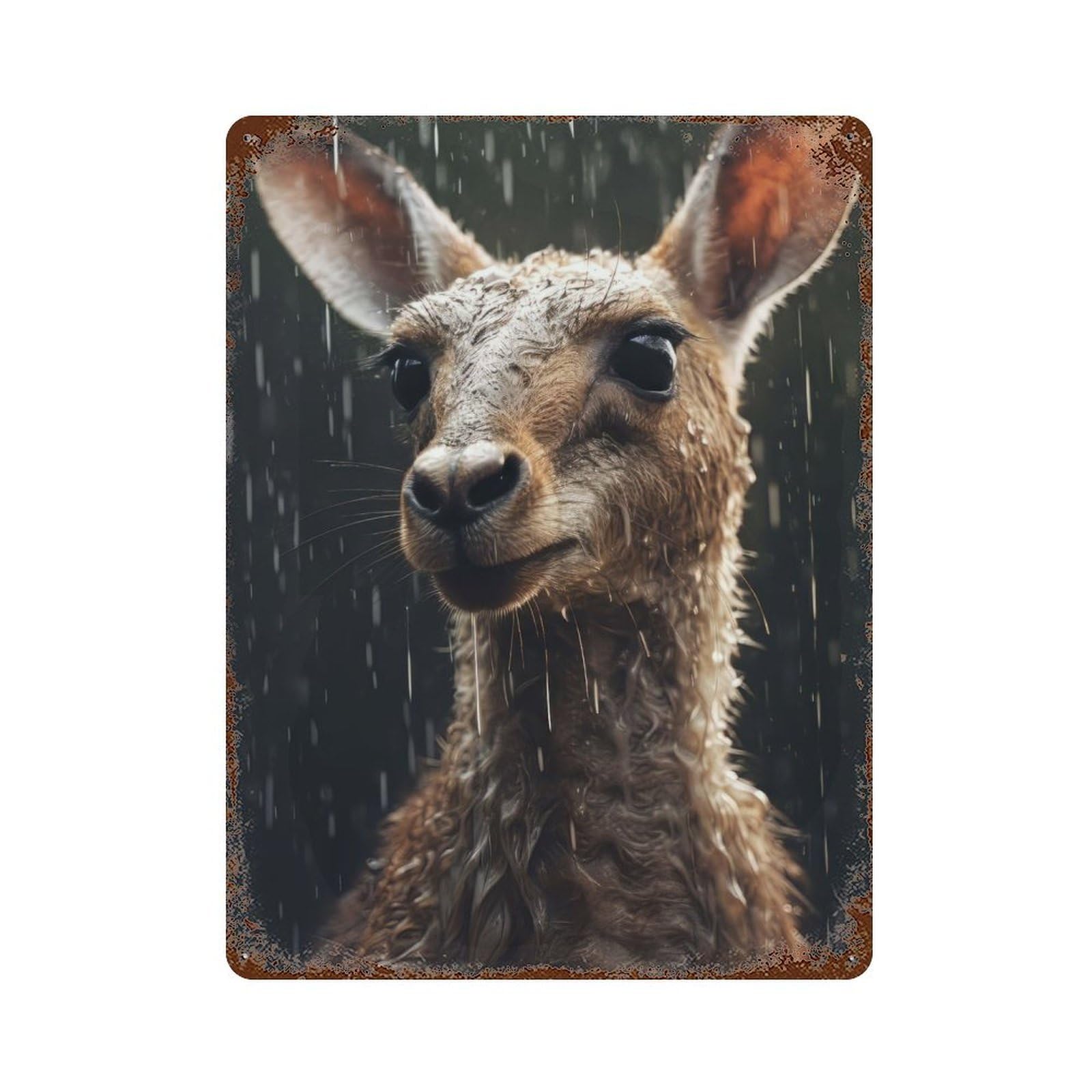Garage Style Cute Wet Kangaroo Decorative Tin Sign 15.7"x11.8", Industrial Home Decor for Bar And Workshop