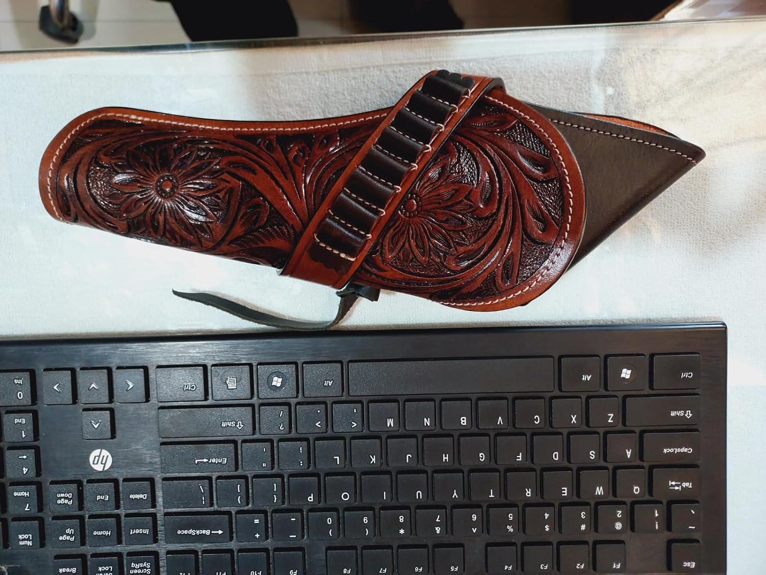 Western Gun Holster - .22 .38/357 .44/45- Full Grain Leather - with Ammo Loops – Fits 4" to 6.5" Revolvers – Cowboy Style – Cross Draw