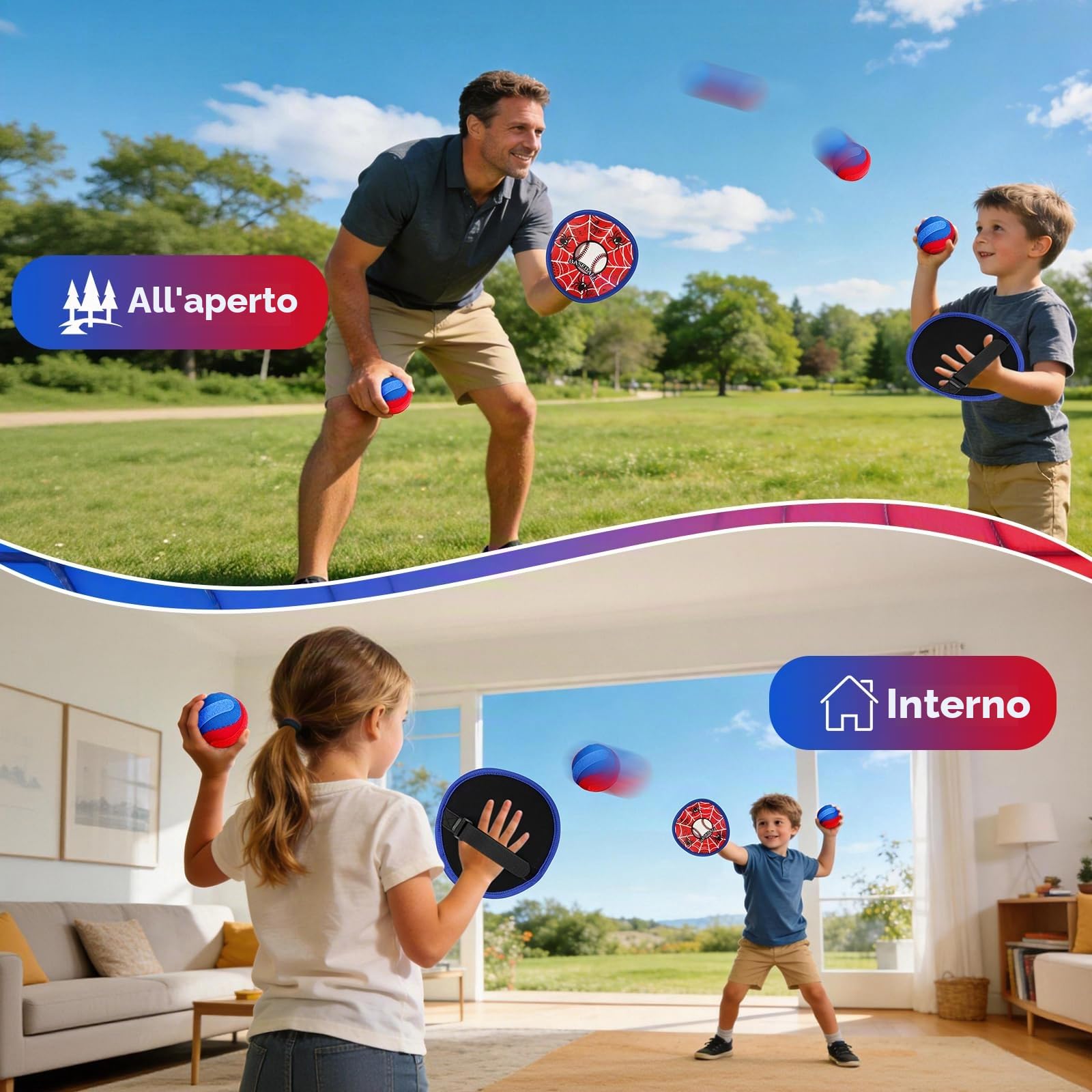 HaoVrisn Giochi Bambini di Lancio e Cattura, Giochi da Esterno per Bambini, Gioco da Giardino e Giocattolo da Spiaggia per Bambini 3-12 Anni, Ideale Regalo di Pasqua o Regalo di Compleanno Bambini