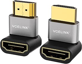 VCELINK 8K HDMI Winkelstecker, 90 und 270 Grad Adapter mit 8K@60Hz 4K@120Hz,HDMI 2.1 Winkel Adapter, HDR, VRR, Dolby, eARC, 3D für PS5, TV Stick, Apple TV, 2 Stück